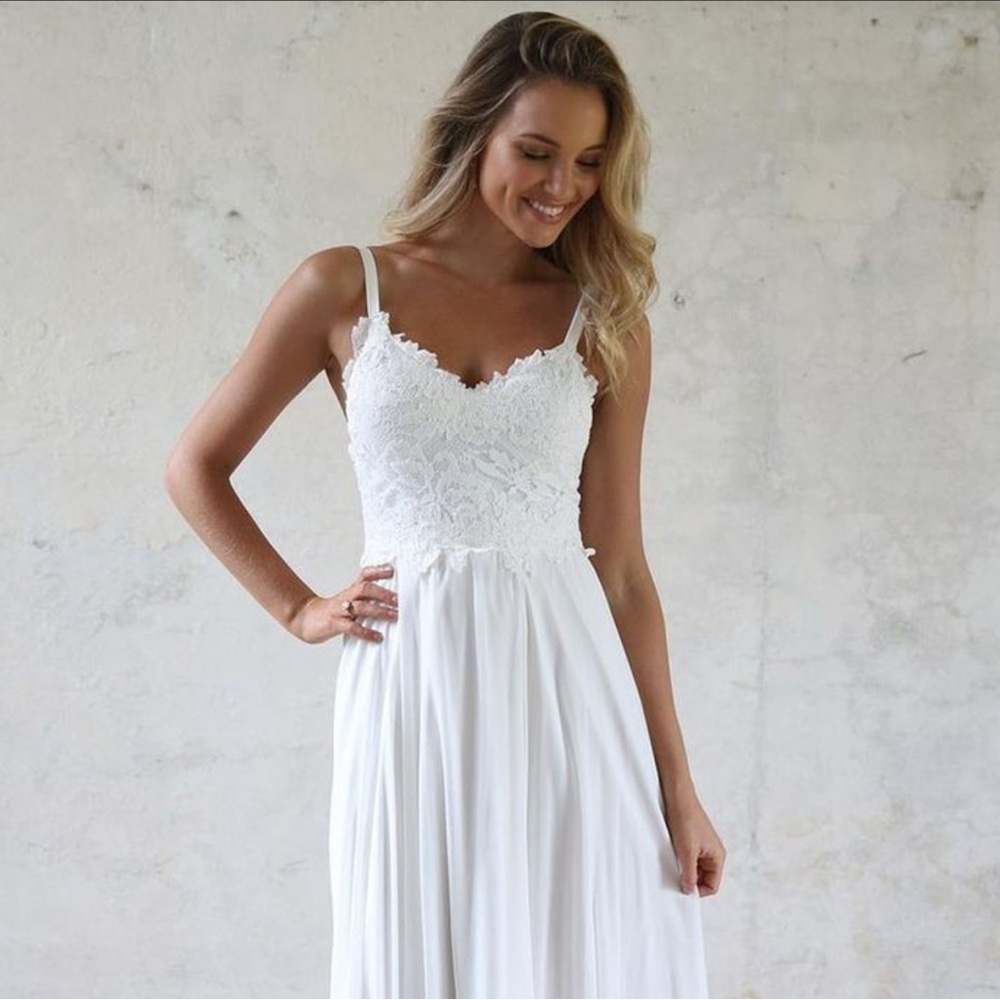 Italian White Mesh Dress with Brown Belt